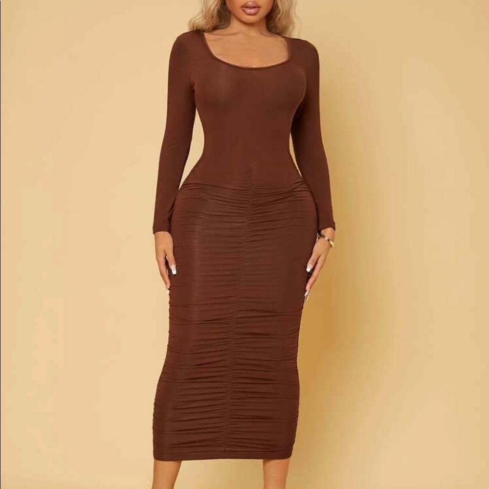 shein brown midi dress NEVER WORN